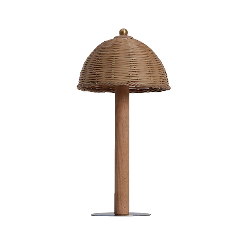 Hemisphere Desk Light Chinese Bamboo 1 Bulb Task Lighting in Wood for Dining Room