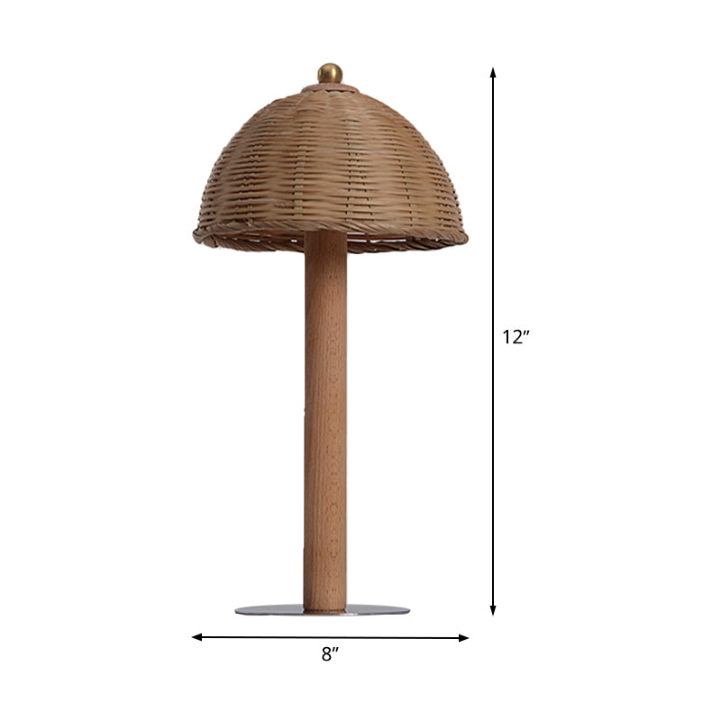 Hemisphere Desk Light Chinese Bamboo 1 Bulb Task Lighting in Wood for Dining Room