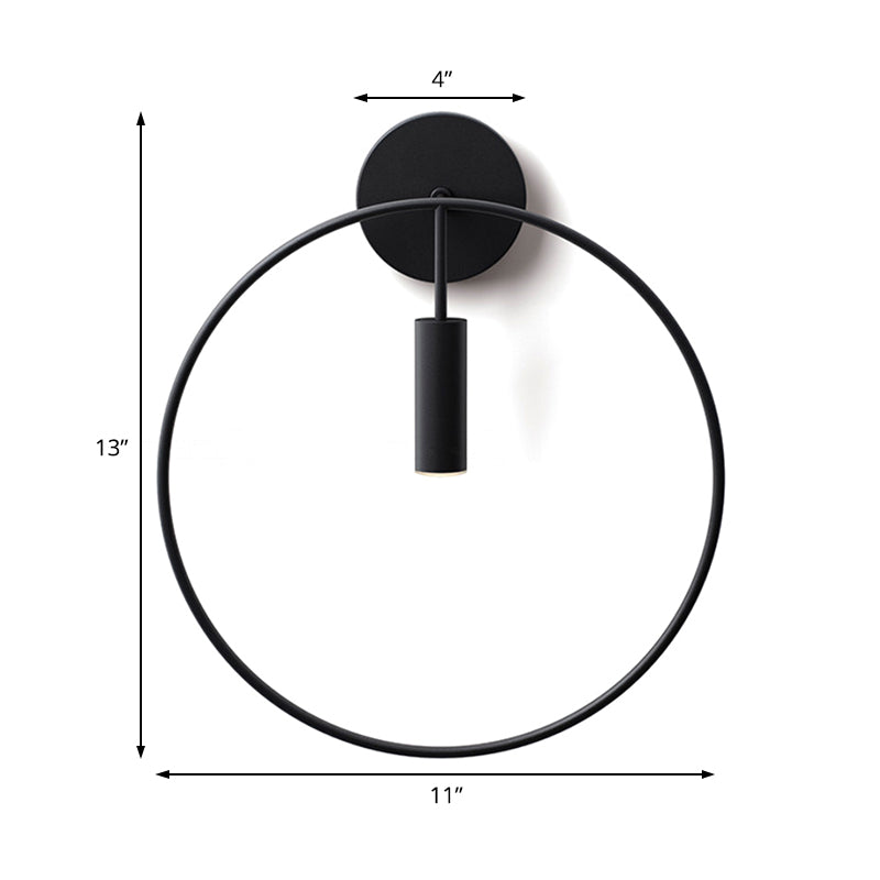 1 Light Wall Lamp Lighting Nordic Ring Metal Sconce Light Fixture in Black/Gold for Bedroom, 11"/14" Wide