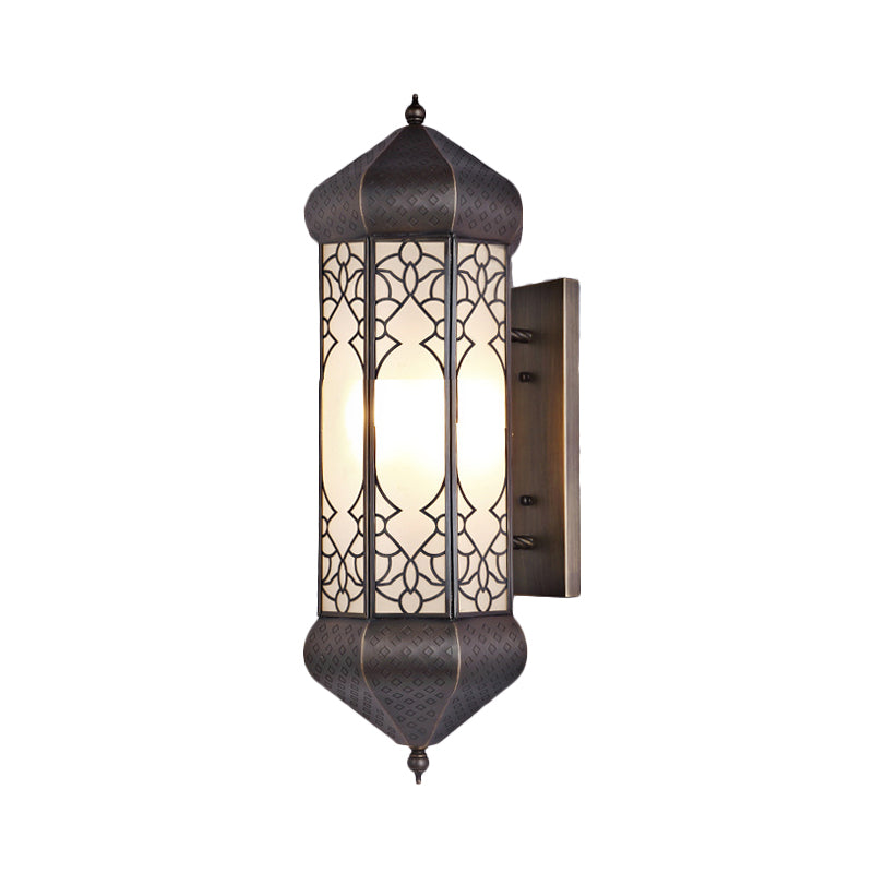 Hexagon Sconce Tradition 1 Head Metal Wall Lighting Light en bronce con placa posterior rectangular, 6 "/8" de ancho