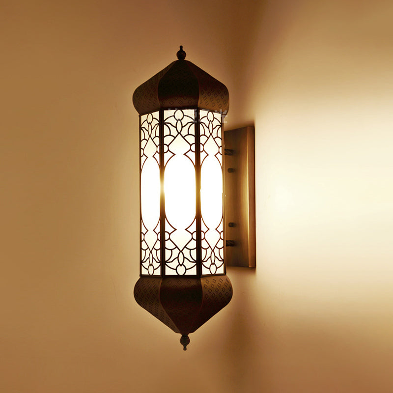 Hexagon Sconce Tradition 1 Head Metal Wall Lighting Light en bronce con placa posterior rectangular, 6 "/8" de ancho