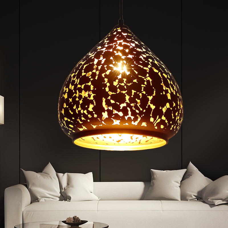 Metallo leggero a ciondolo intagliato arabo 1 Bulbo Apparecchio di illuminazione sospesa in argento/bronzo/ottone per camera da letto