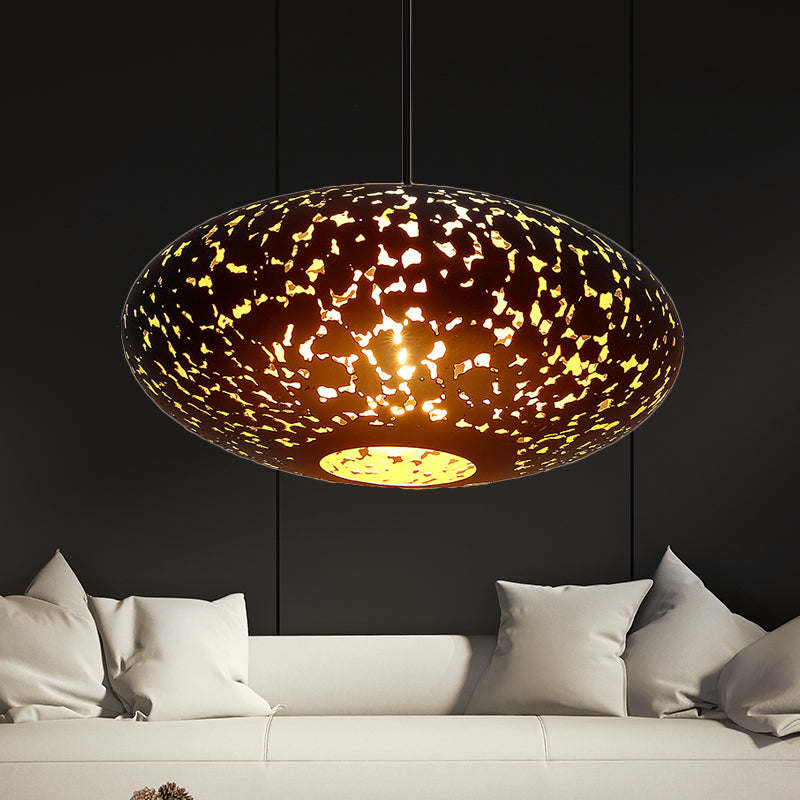 Lampada argento in metallo/bronzo/ottone lanterna 1 testa a sospensione decorativa per la camera da letto