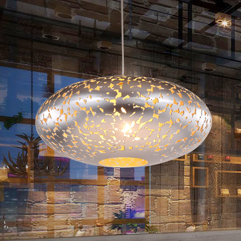 Metal Silver/Bronze/Brass Ceiling Lamp Lantern 1 Head Decorative Hanging Pendant Light for Bedroom