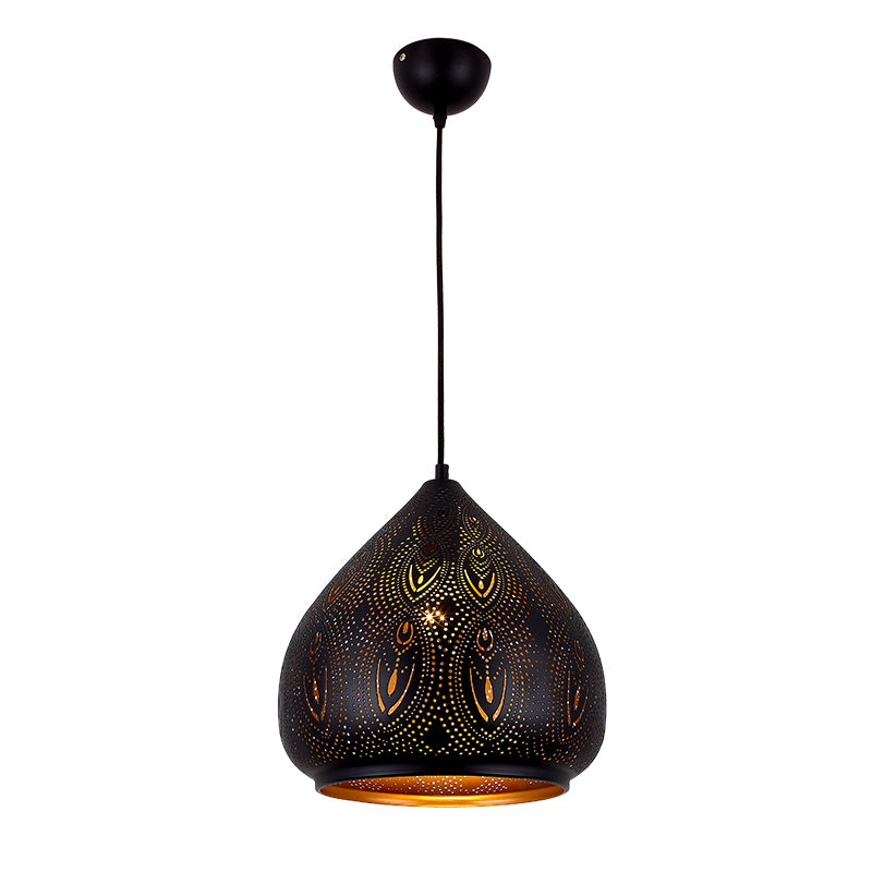 Pear Dining Room Pendant Lamp Tradition Metal 1 Bulb Black Suspended Lighting Fixture