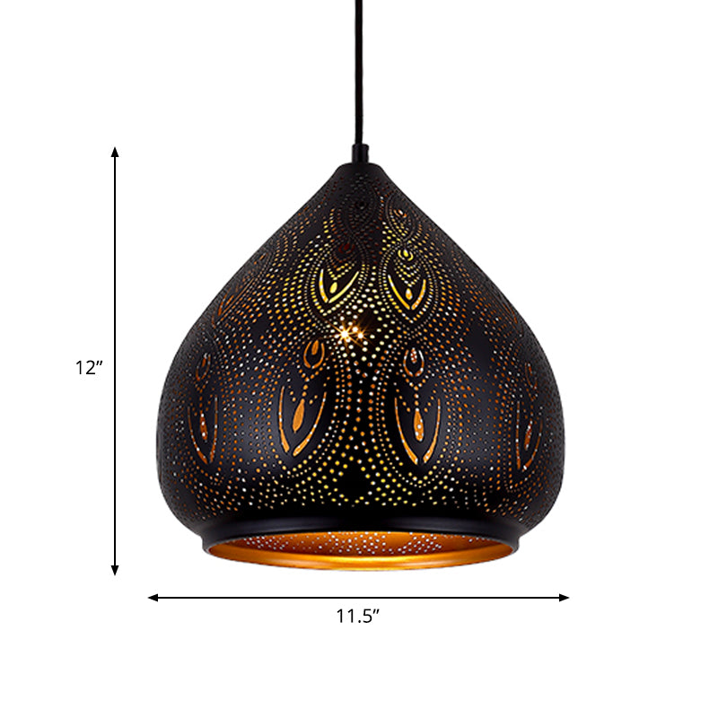 PEAR -eetkamer hanger lamp traditie metaal 1 bol zwart gesuspendeerd verlichtingsarmatuur