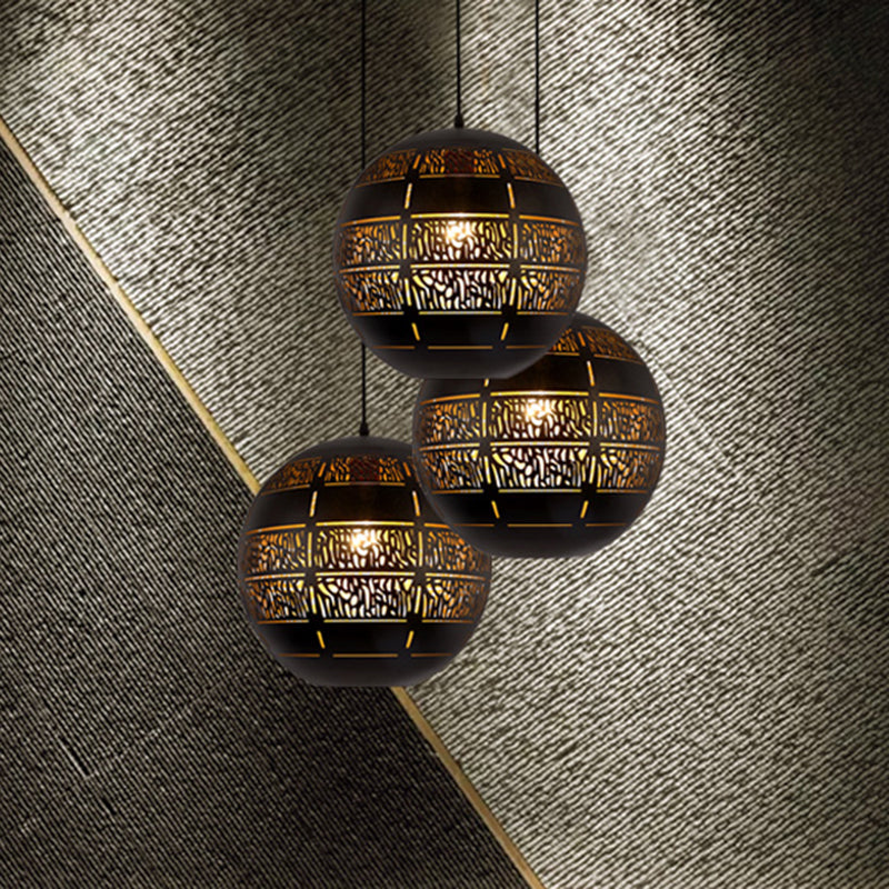 Sphere Down Lighting Decorative 1 Bulb Metal Ceiling Suspension Lamp in Bronze, 10"/12" Wide