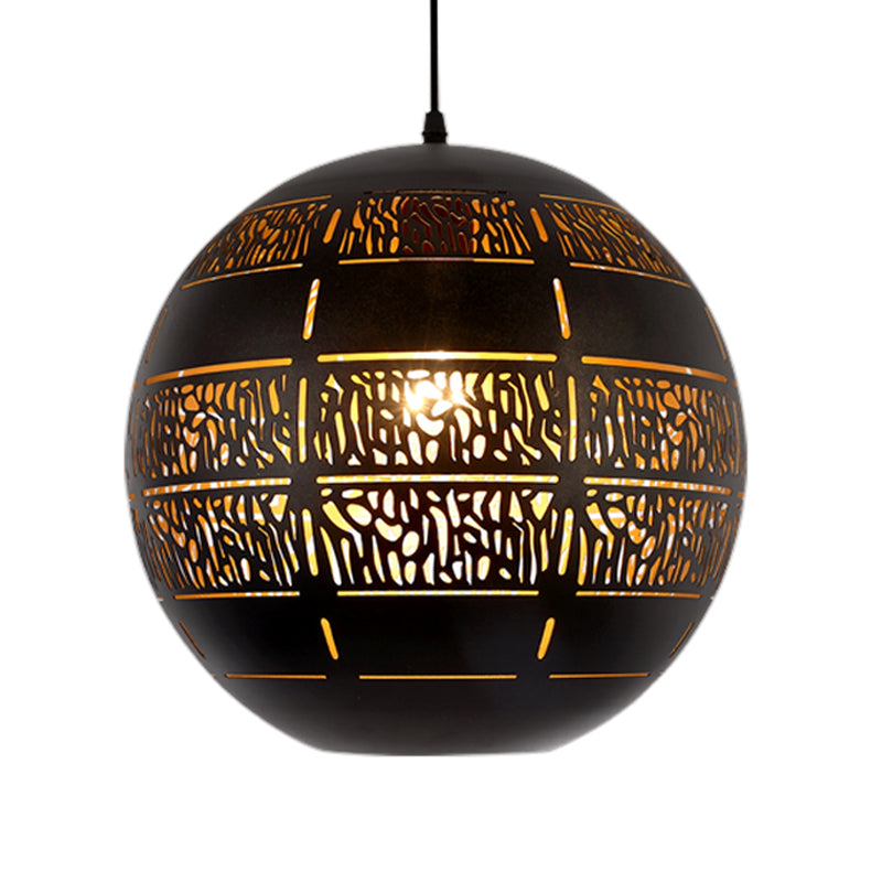 Sphere Down Lighting Decorative 1 Bulb Metal Ceiling Suspension Lamp in Bronze, 10"/12" Wide