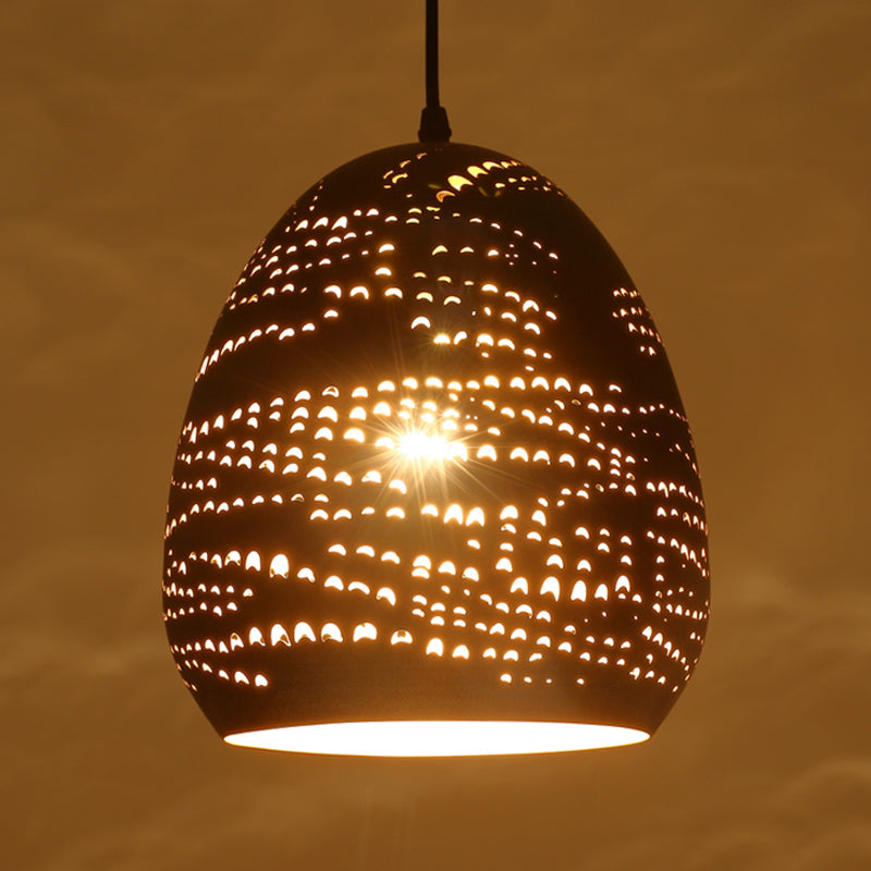 Luz de techo de urna tradicional de 8 "/10" de ancho 1 cabeza de metal de metal accesorio de iluminación suspendida en negro