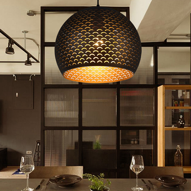 Zwarte bol hanglampverlichting decoratief metaal 1 hoofd slaapkamer hangend plafondlicht