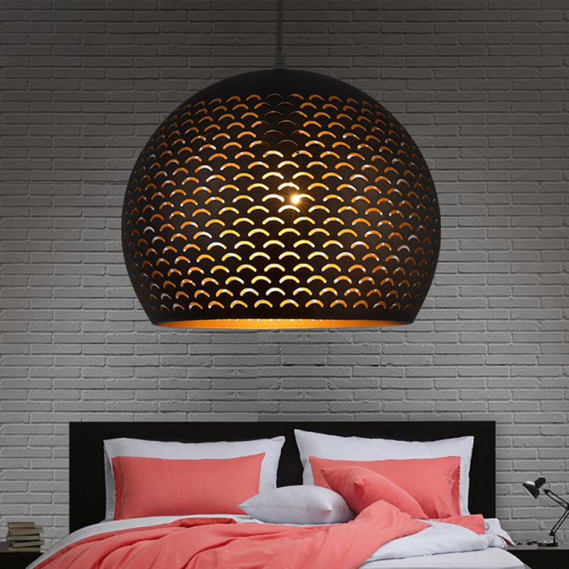 Black Globe Pendant Lighting Decorative Metal 1 Head Bedroom Hanging Ceiling Light