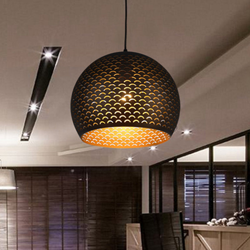 Black Globe Pendant Lighting Metal décoratif 1 Chambre de tête de plafond suspendu