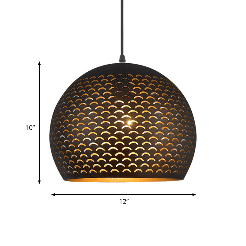 Black Globe Pendant Lighting Metal décoratif 1 Chambre de tête de plafond suspendu