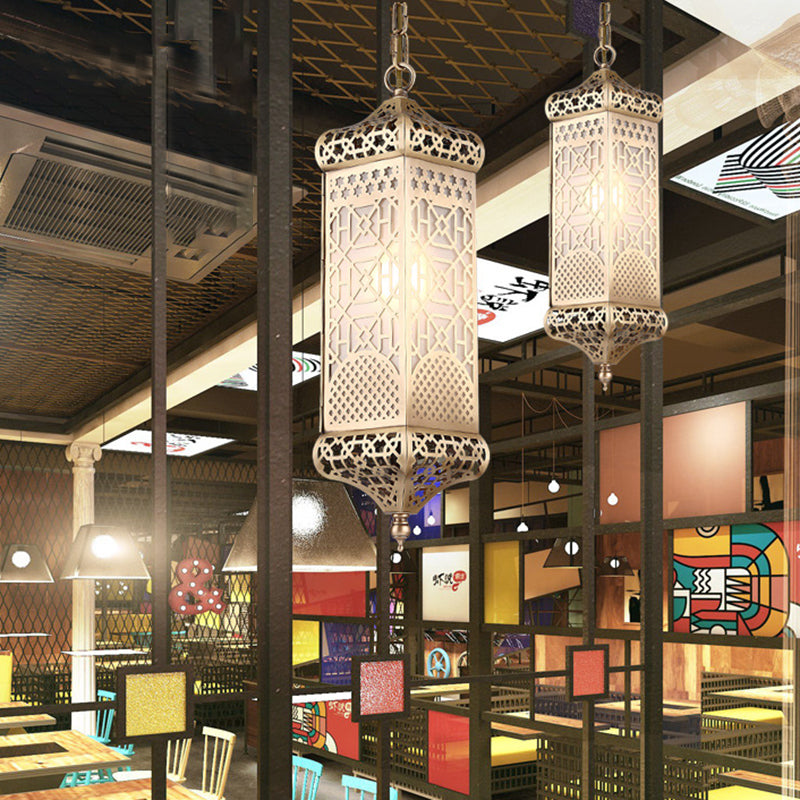 Art Deco Rectangular Pendant Light Metal 1 Head Suspended Lighting Fixture in Bronze