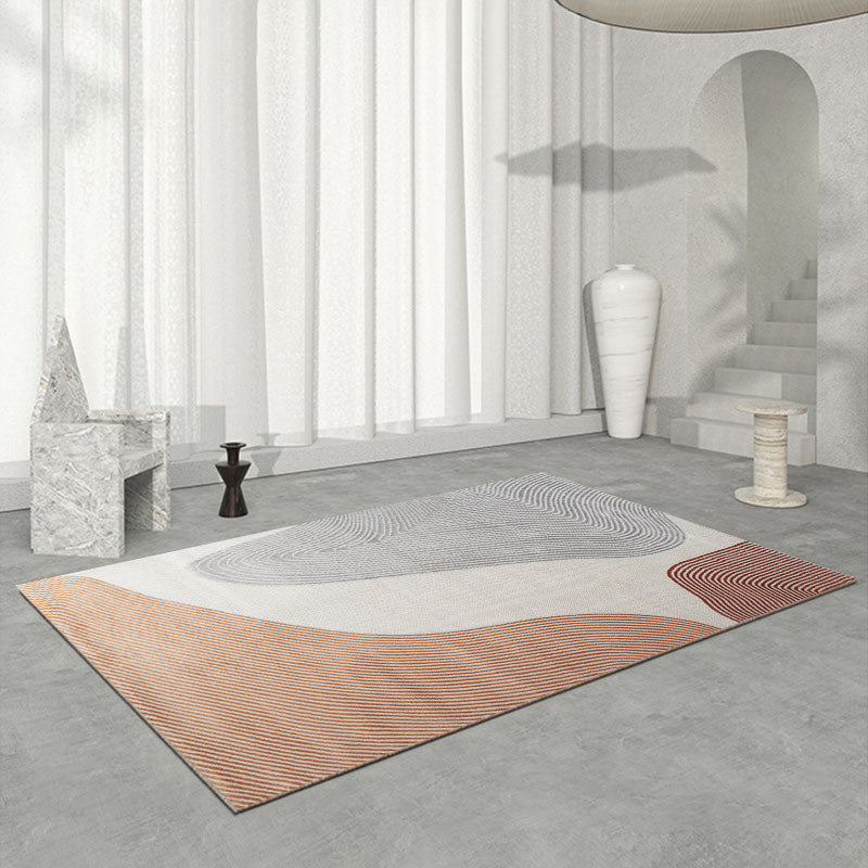 Artistic Orange Tone Carpet Modern Area Rug Polyester Stain Resistant Washable Rug for Living Room