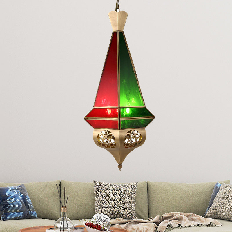 1 Head Tapered Pendant Lamp Arab Brass Metal Hanging Ceiling Light with Adjustable Chain