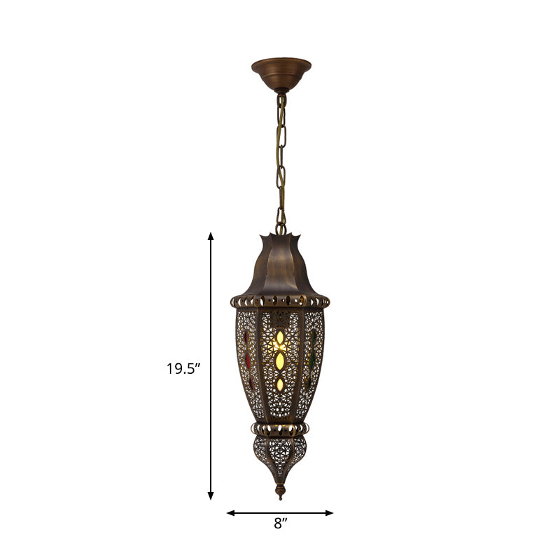 1 Glühbirnengeschnitzte Anhänger Beleuchtung dekorative Metall Deckenhängung Lampe in Bronze