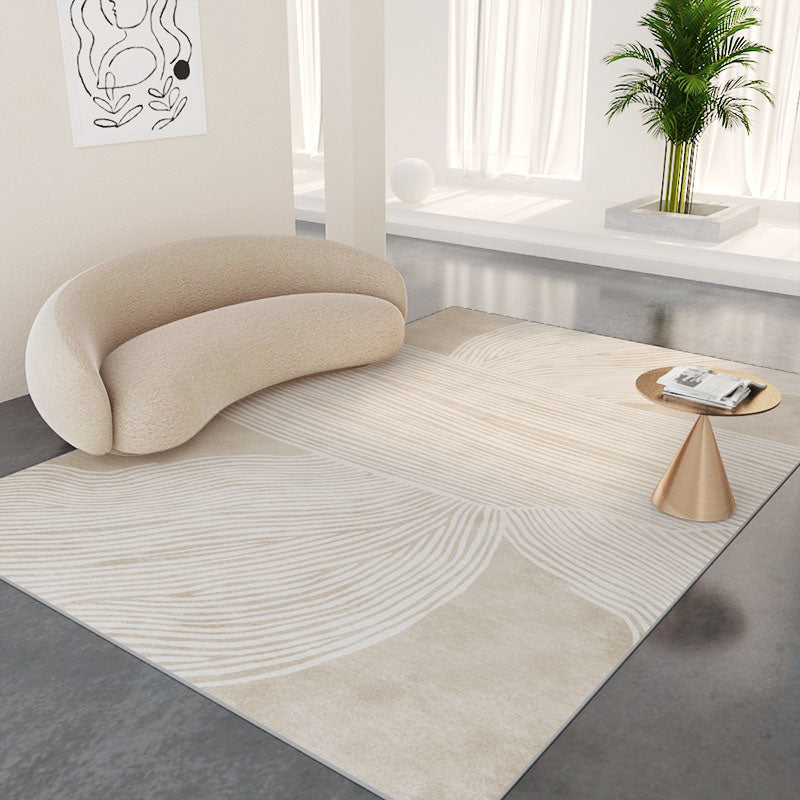 Minimalist Carpet Washable Contrast Panel Rug Polyster Non-Slip Backing Area Rug for Living Room