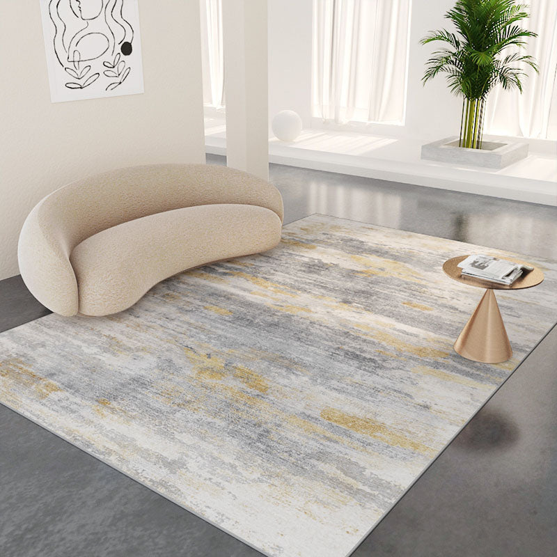 Minimalist Carpet Washable Contrast Panel Rug Polyster Non-Slip Backing Area Rug for Living Room