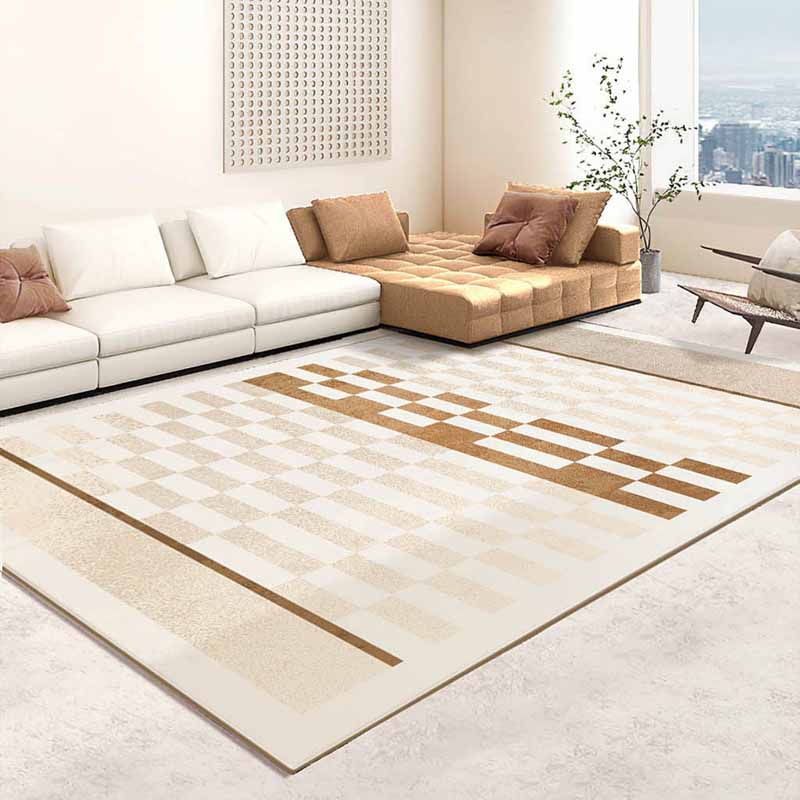 Simplicity Area Carpet Modern Contrast Panel Rug Polyester Stain Resistant Area Rug for Living Room