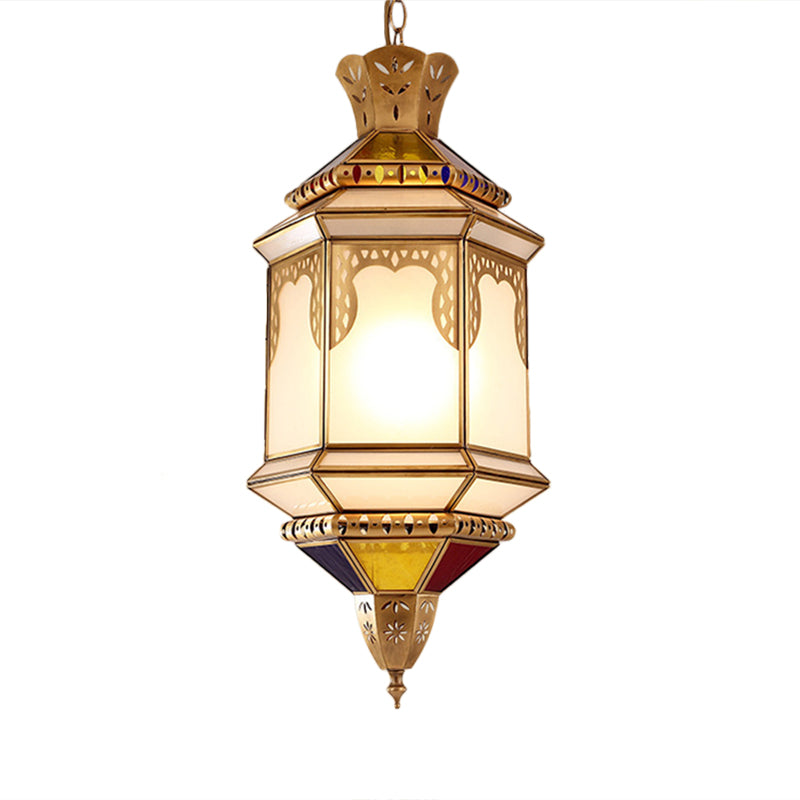 Brass Lantern Hanging Lamp Tradition Metal 1 Bulb Dining Room Ceiling Pendant Light