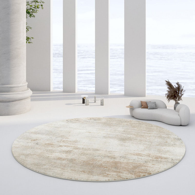 Round Watercolor Carpet Washable Indoor Rug Polyester Stain Resistant Rug for Living Room