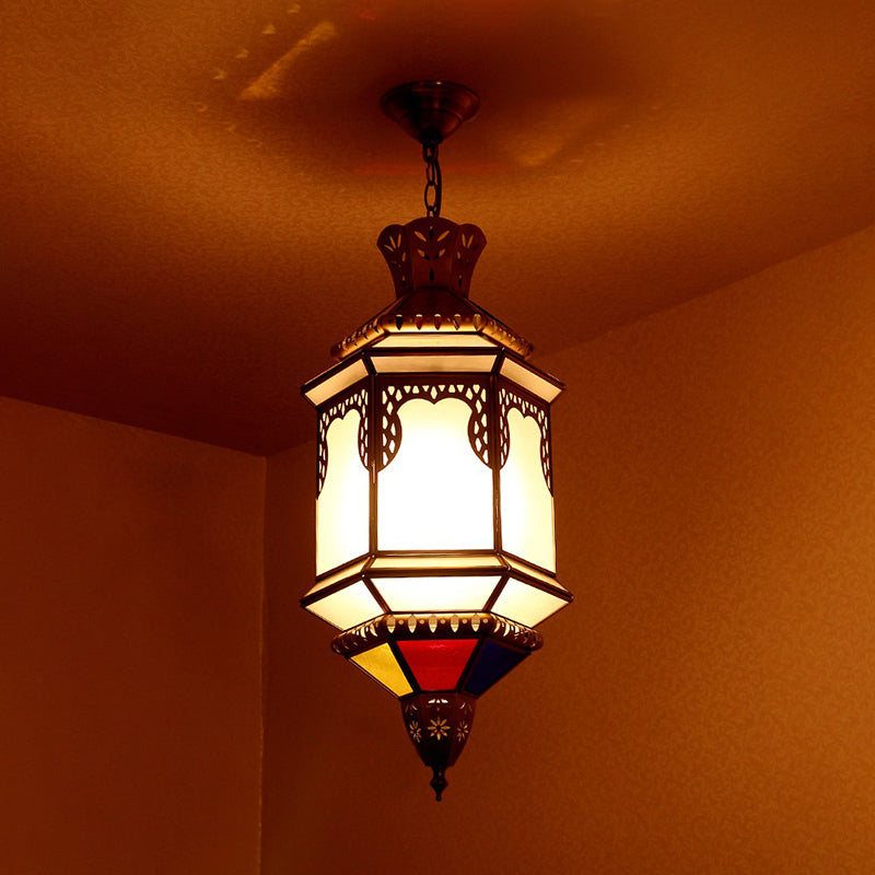Brass Lantern Hanging Lamp Tradition Metal 1 Bulb Dining Room Ceiling Pendant Light