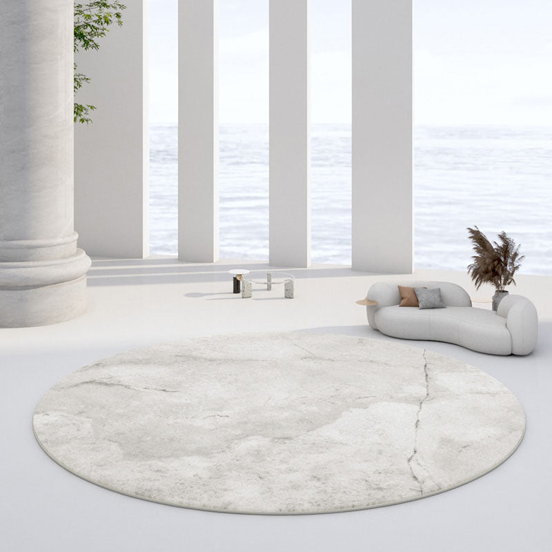 Round Watercolor Carpet Washable Indoor Rug Polyester Stain Resistant Rug for Living Room