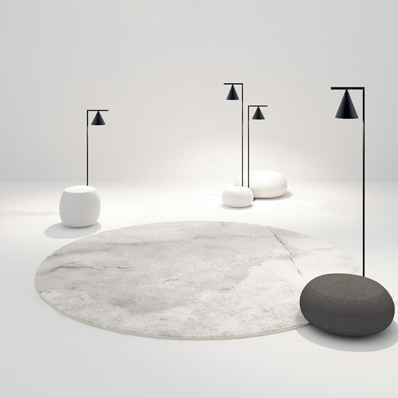 Round Watercolor Carpet Washable Indoor Rug Polyester Stain Resistant Rug for Living Room