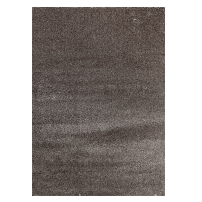 Grey Living Room Area Carpet Solid Color Polyester Area Rug Stain Resistant Easy Care Rug