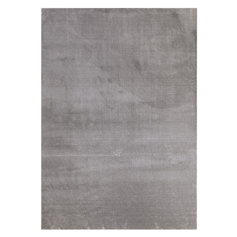 Grey Living Room Area Carpet Solid Color Polyester Area Rug Stain Resistant Easy Care Rug