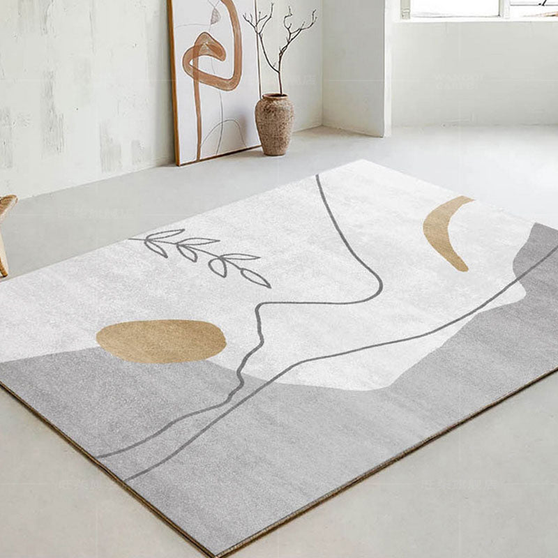 Gray Tone Carpet Modern Contrast Panel Area Rug Polyester Stain Resistant Indoor Rug for Living Room