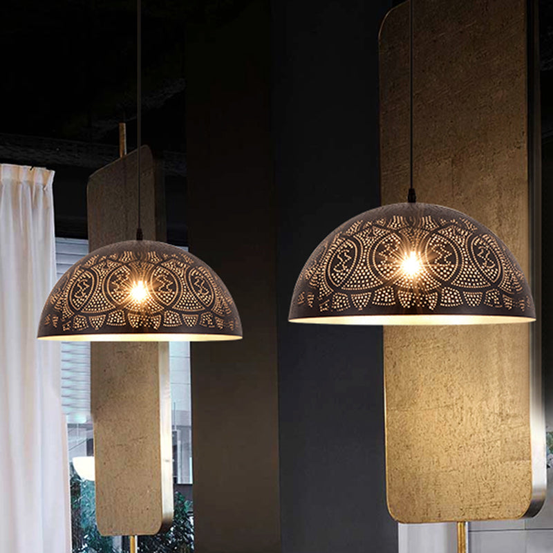 1 hoofd halfrond hanglampverlichting art deco metalen plafond suspensielamp in brons