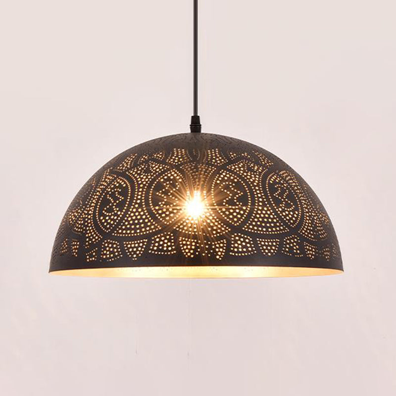 1 hoofd halfrond hanglampverlichting art deco metalen plafond suspensielamp in brons