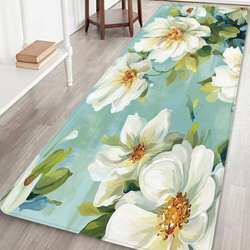 Fancy Modern Rug Floral Pattern Polyester Area Rug Non-Slip Backing Rug for Bedroom