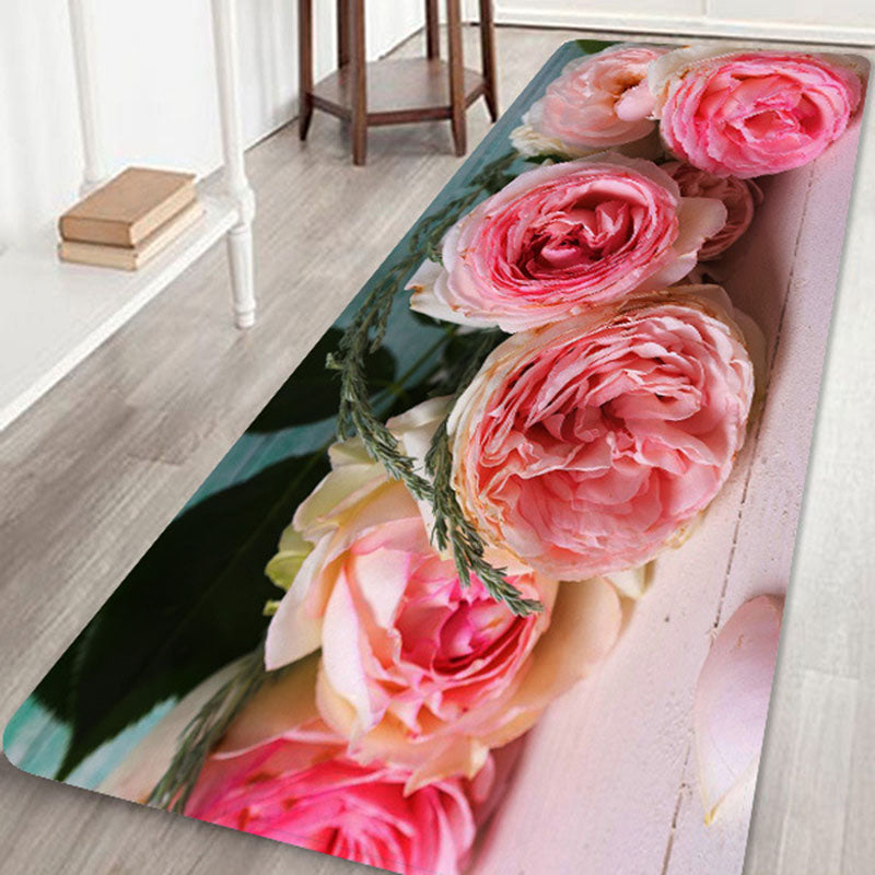 Fancy Modern Rug Floral Pattern Polyester Area Rug Non-Slip Backing Rug for Bedroom
