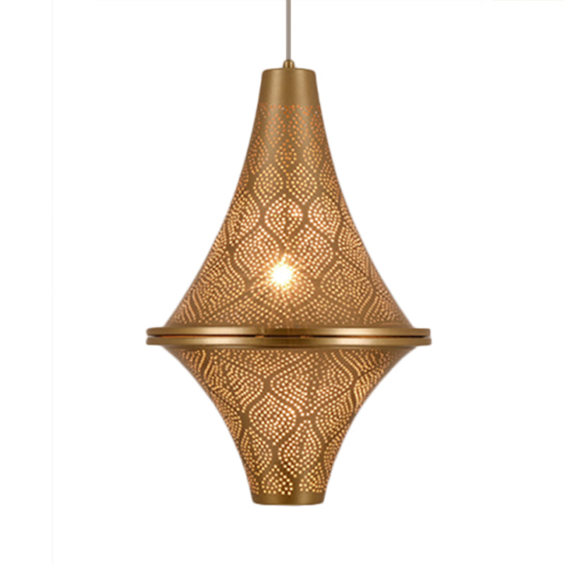 Vliegende schotel plafondlamp Arabisch 14 "/21,5" H 1 lamp metalen hanglampverlichtingsarmatuur in messing