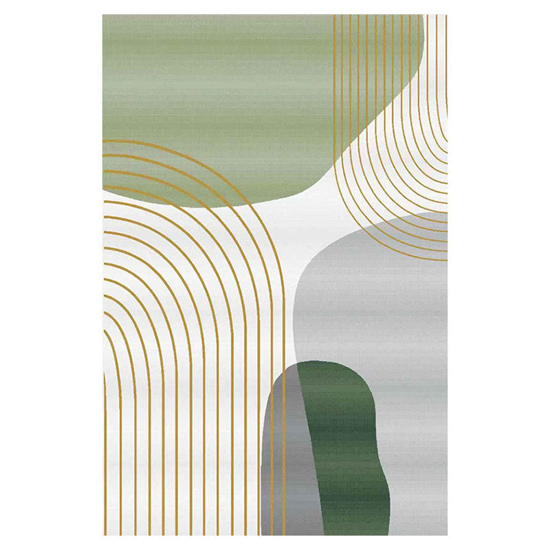 Modern Indoor Rug Leisure Green Polyester Area Rug Non-Slip Backing Carpet for Living Room