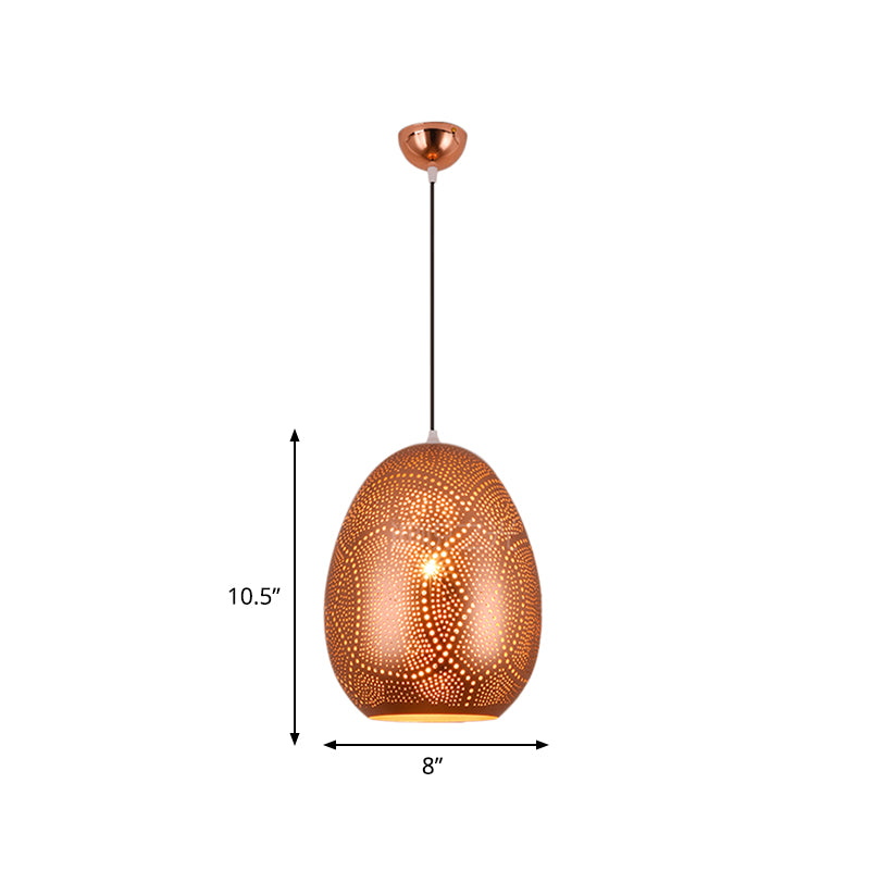 Urn Pendant Lamp Decorative 1 Head Metal Ceiling Hanging Light in Rose Gold, 8"/12" Wide