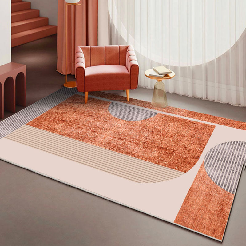 Blue Modern Rug Polyester Striped Area Rug Non-Slip Backing Rug for Living Room