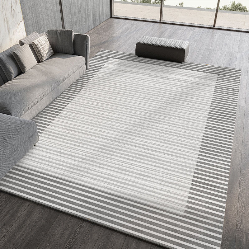 Minimalist Polyester Carpet Stripe Printed Rug Polyester Stain Resistant Area Rug for Living Room