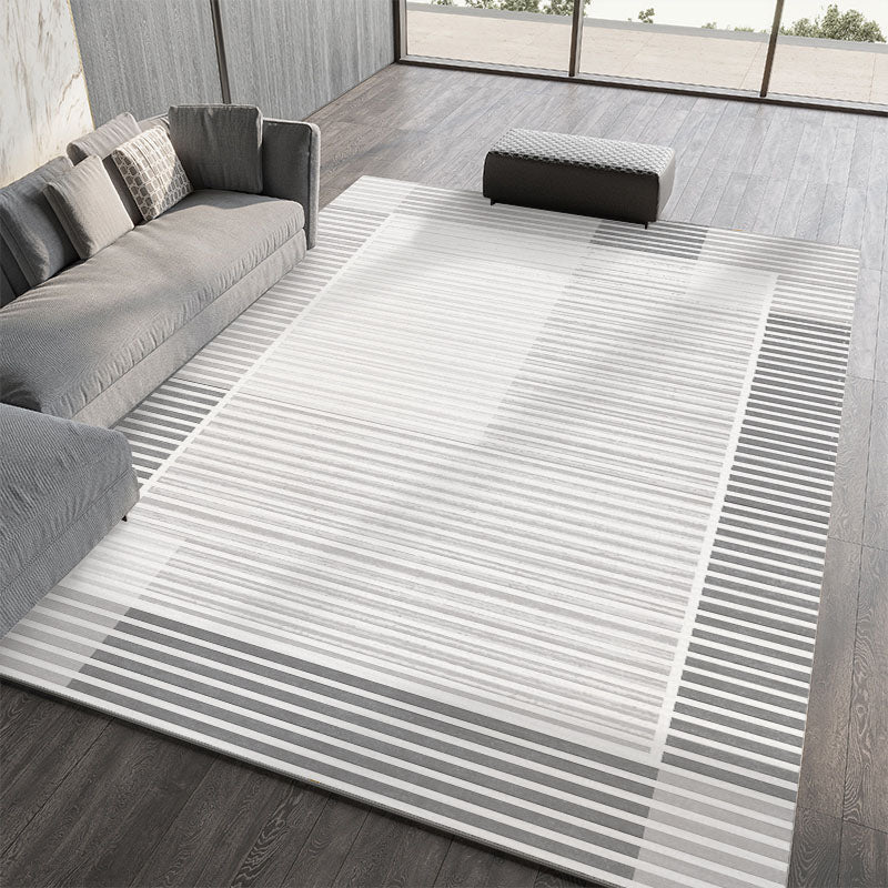 Minimalist Polyester Carpet Stripe Printed Rug Polyester Stain Resistant Area Rug for Living Room
