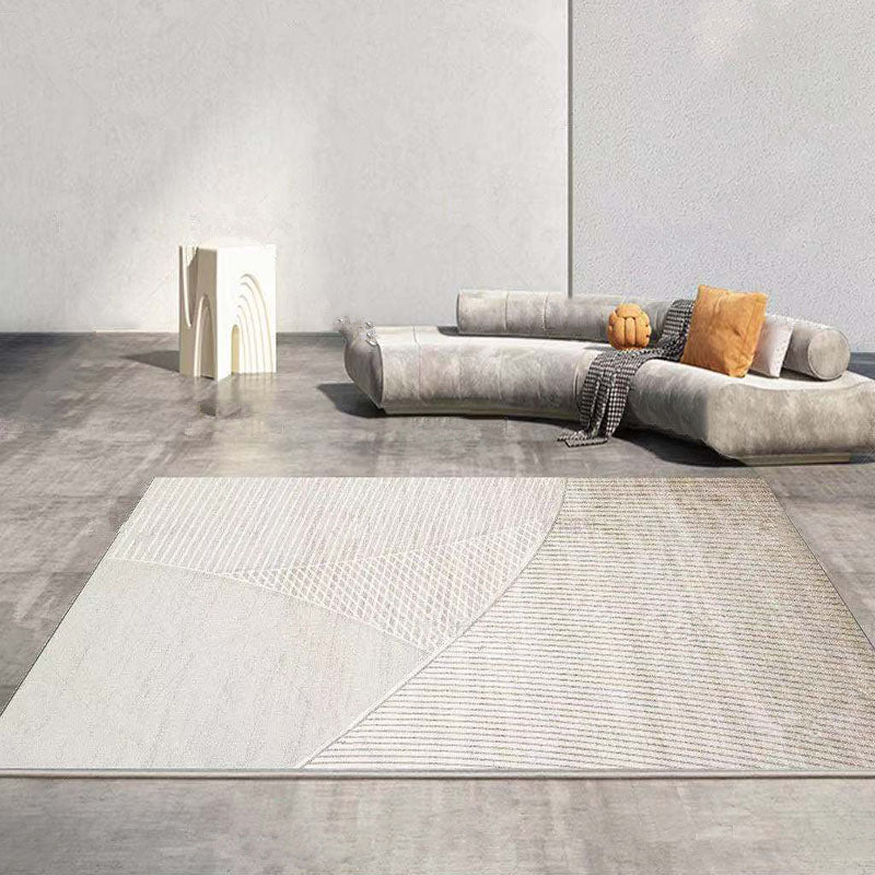 Contemporary Indoor Rug Minimalist Stripe Print Polyster Carpet Non-Slip Rug for Living Room