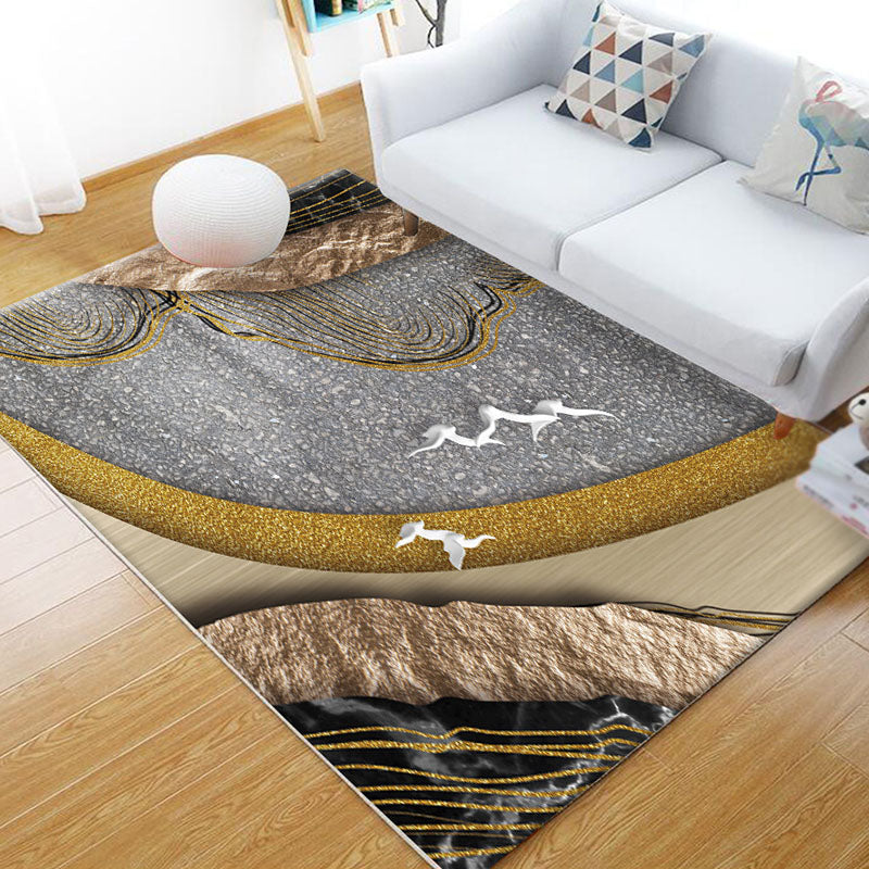 Tapis moderne à blocs de couleurs, en Polyester bleu, antidérapant, facile d'entretien, pour la décoration de la maison