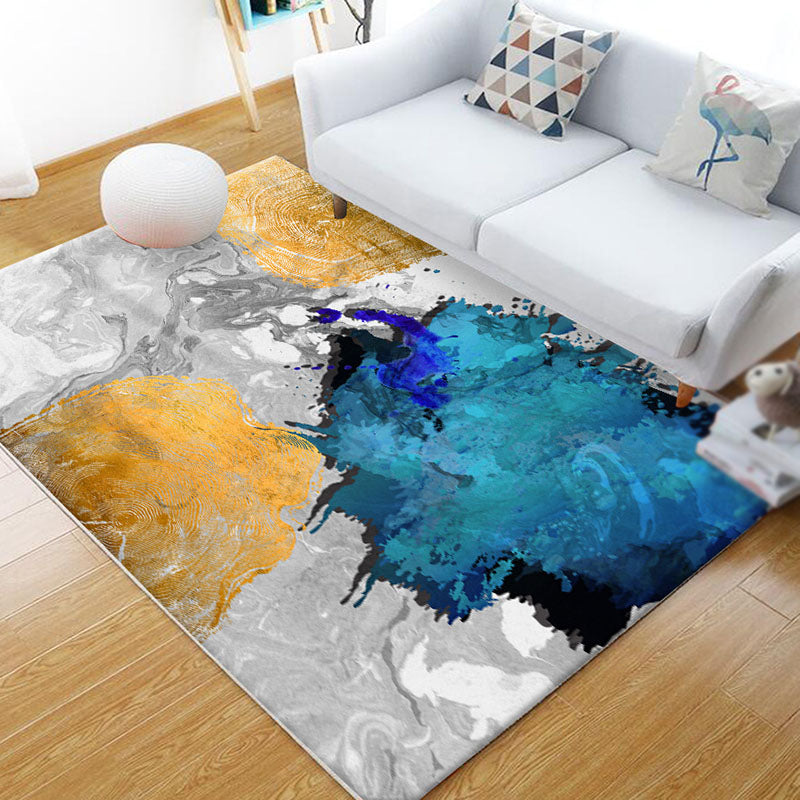 Green Abstract Pattern Area Rug Modern Polyester Area Carpet Stain Resistant Rug for Living Room