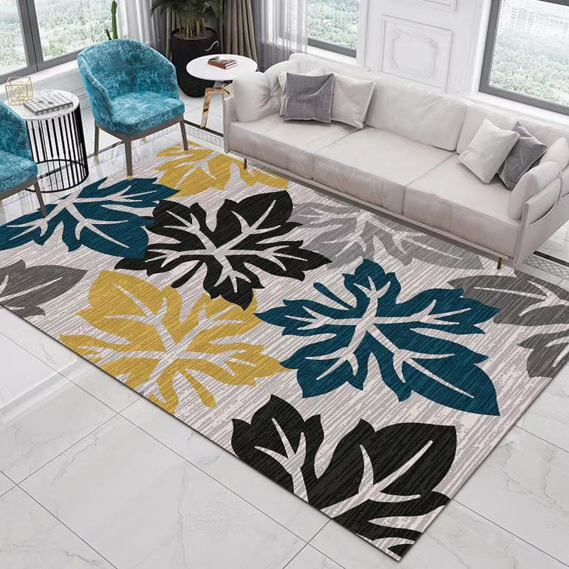 Modern Area Rug Floral Pattern Polyester Stain Resistant Carpet Home Decor Rug for Living Room