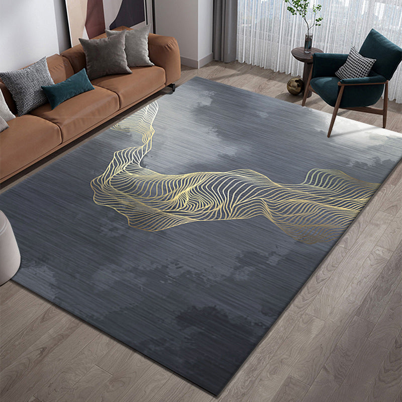 Gold Modern Rug Polyester Bight Rug Non-Slip Backing Indoor Rug for Home Decor