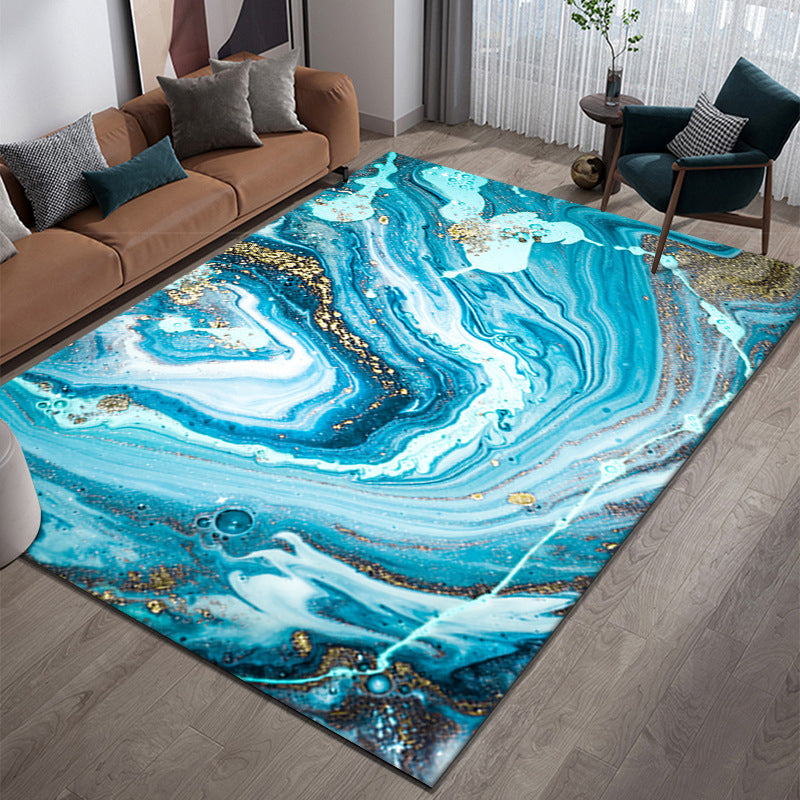 Gold Modern Rug Polyester Bight Rug Non-Slip Backing Indoor Rug for Home Decor