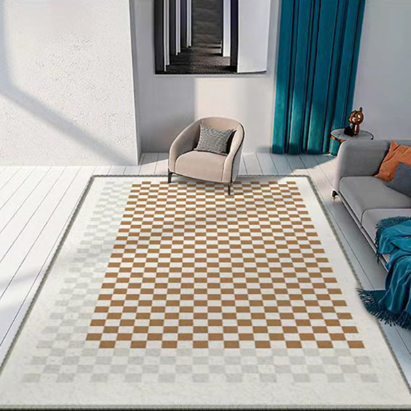 Light Grey Simple Rug Polyester Line Rug Non-Slip Backing Area Rug for Living Room