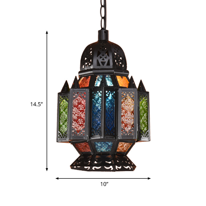 1 Bulb Metal Down Lighting Antique Black Urn Living Room Ceiling Suspension Lamp